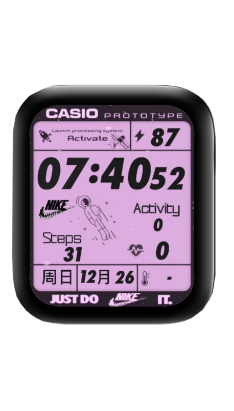 粉色卡西欧CASIO太空人表盘