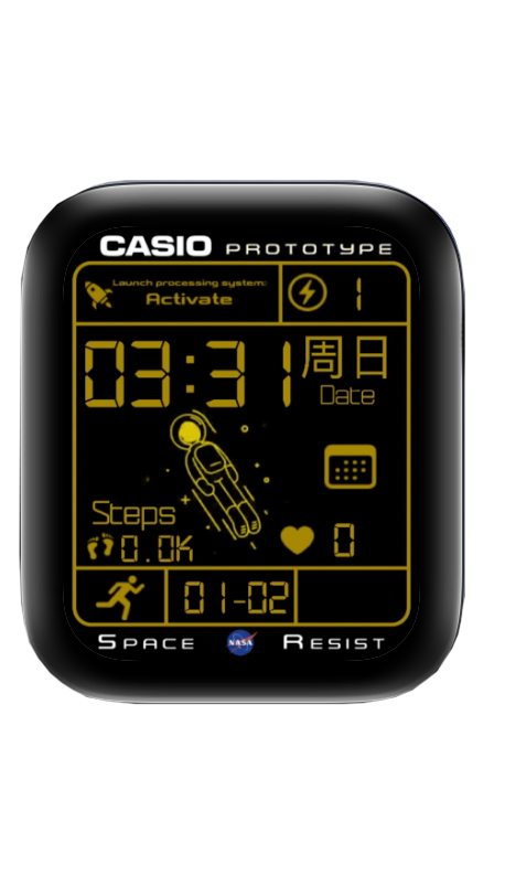 CASIO卡西欧NASA太空人金色表盘