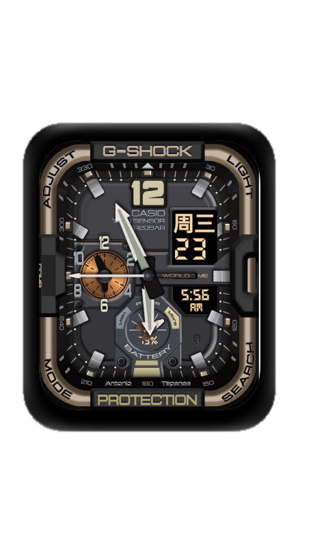 经典CASIO -SHOCK卡西欧数字指针表盘