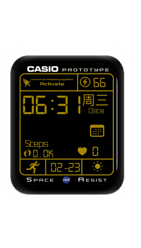 经典金色CASIO -SHOCK卡西欧太空人数字表盘