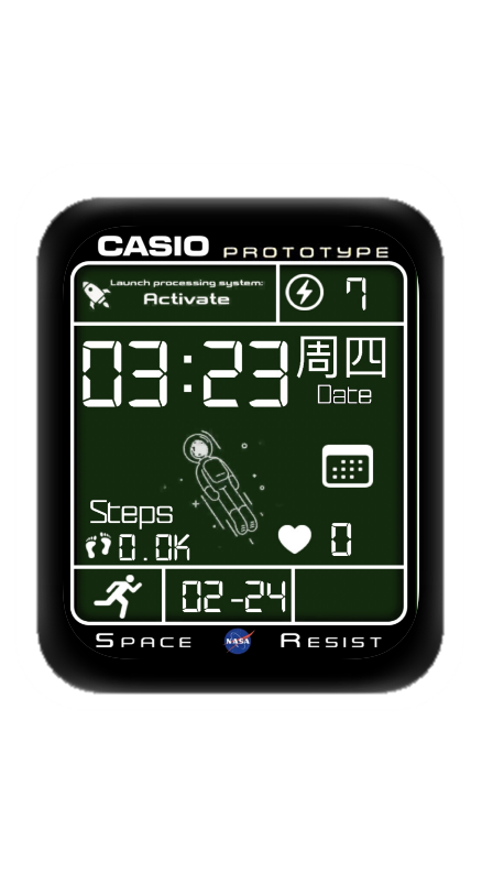 卡通CASIO卡西欧太空人数字表盘