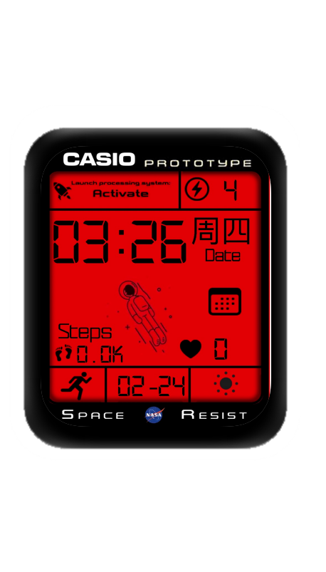 卡通CASIO卡西欧太空人数字表盘