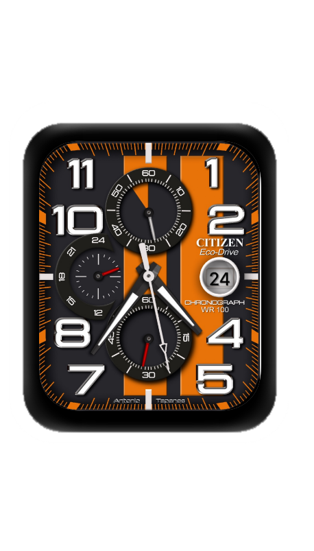 橙色CITIZEN西铁城数字指针表盘