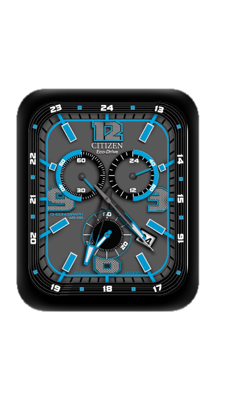 蓝色CITIZEN西铁城数字指针表盘