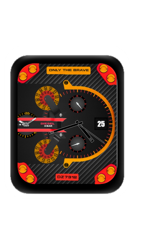 橙色指针数字机械表盘