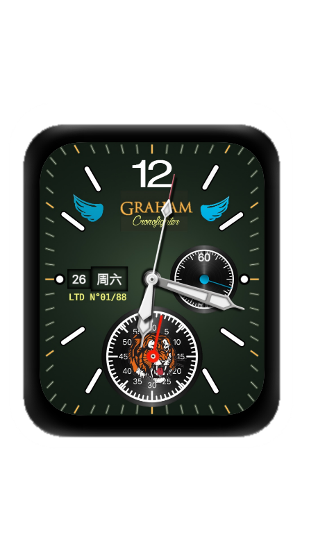 蓝色翅膀老虎指针表盘