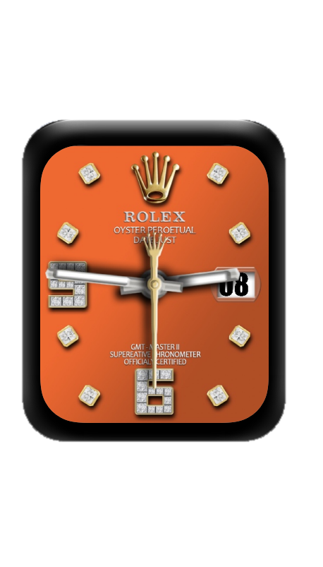 橙色ROLEX劳力士钻石数字指针表盘