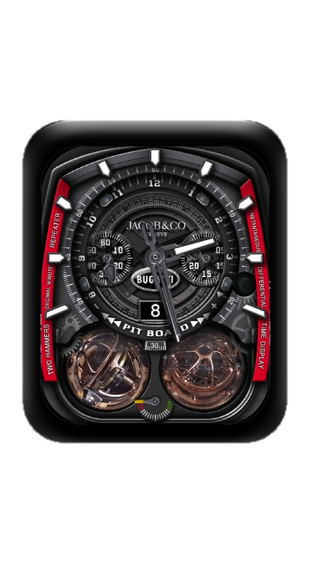 Jacob&co 杰克宝布加迪酷黑红汽车表盘