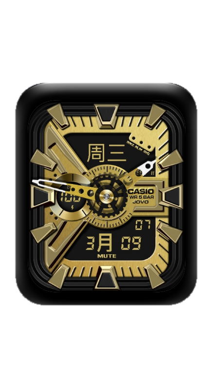 金色CASIO卡西欧数字指针表盘