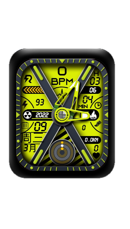 黄色数字指针运动表盘