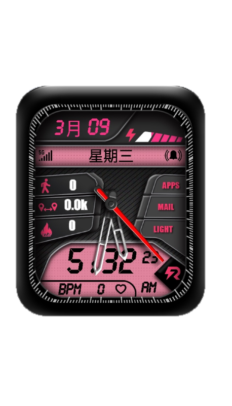 数字指针粉色运动表盘