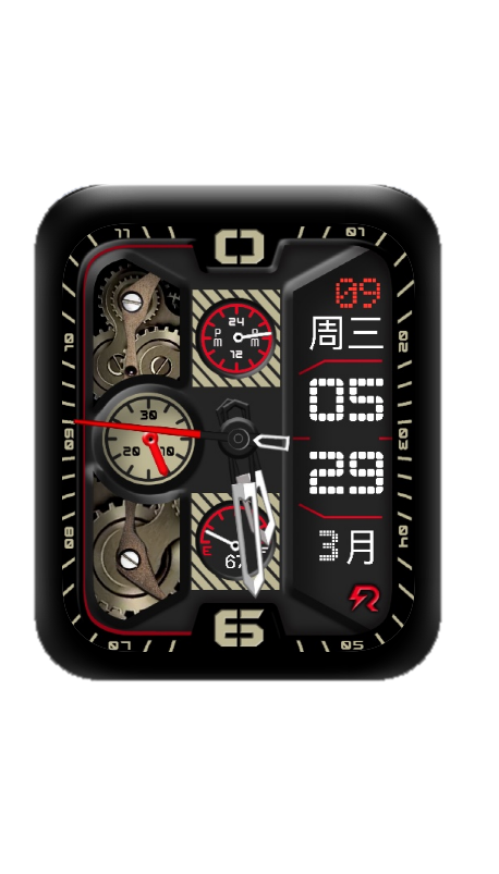 镂空机械数字指针表盘