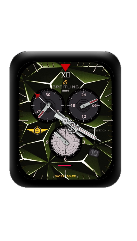 绿色百年灵BREITLING数字指针表盘