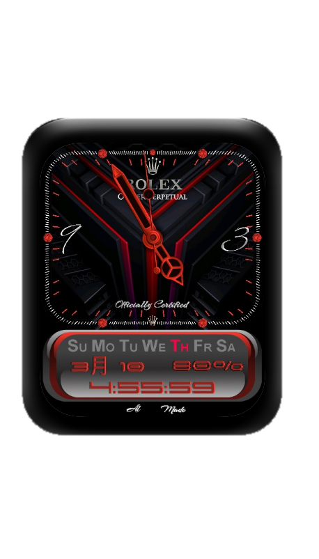 红色ROLEX劳力士指针数字表盘