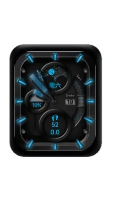 炫酷黑蓝色数字指针表盘