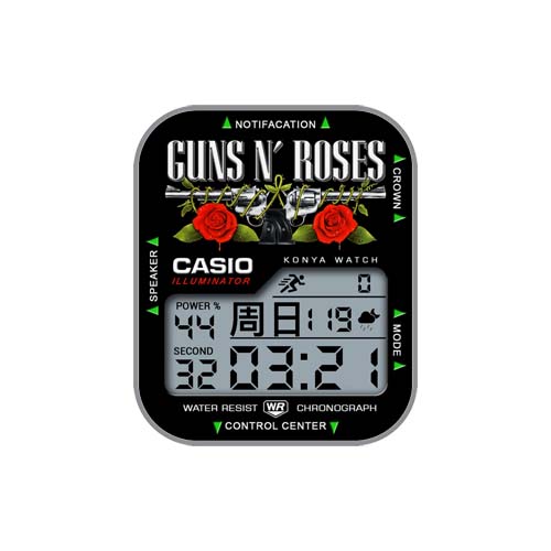 CASIO卡西欧数字玫瑰花表盘