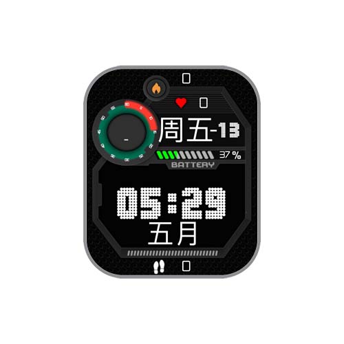 积木风数字黑色表盘