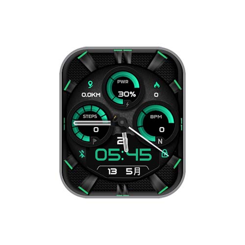 炫酷黑绿色数字指针表盘