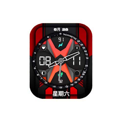 数字指针红色运动表盘