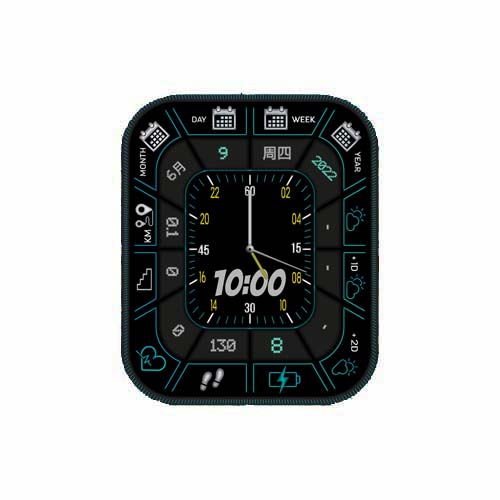 炫酷数字指针多功能黑色表盘