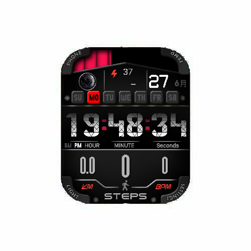 数字运动步数黑色表盘