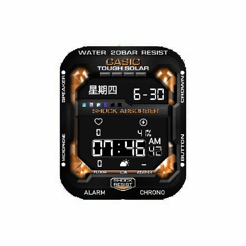 CASIO卡西欧数字运动表盘