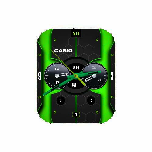 CASIO卡西欧数字指针绿色表盘