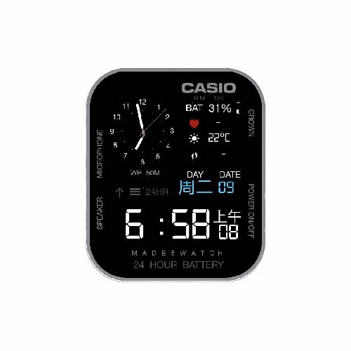 CASIO卡西欧数字指针表盘