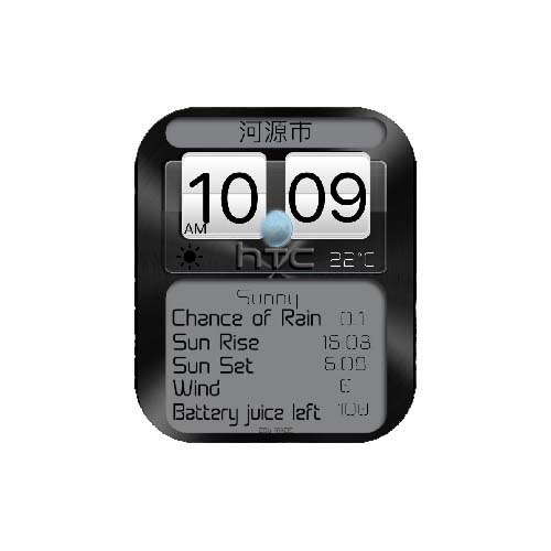 HTC风格数字天气黑色表盘