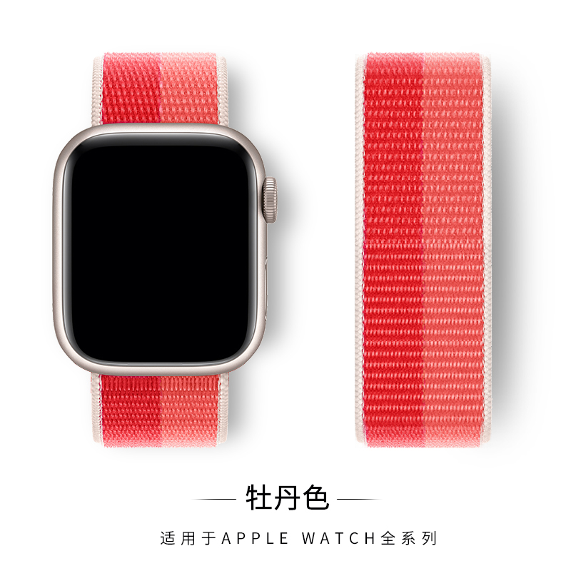 适用38/40/41mm苹果手表表带iwatch7表带6/5代applewatch单圈编织尼龙回环式男女SE运动彩虹硅胶配件（iwatch全系列通用）
