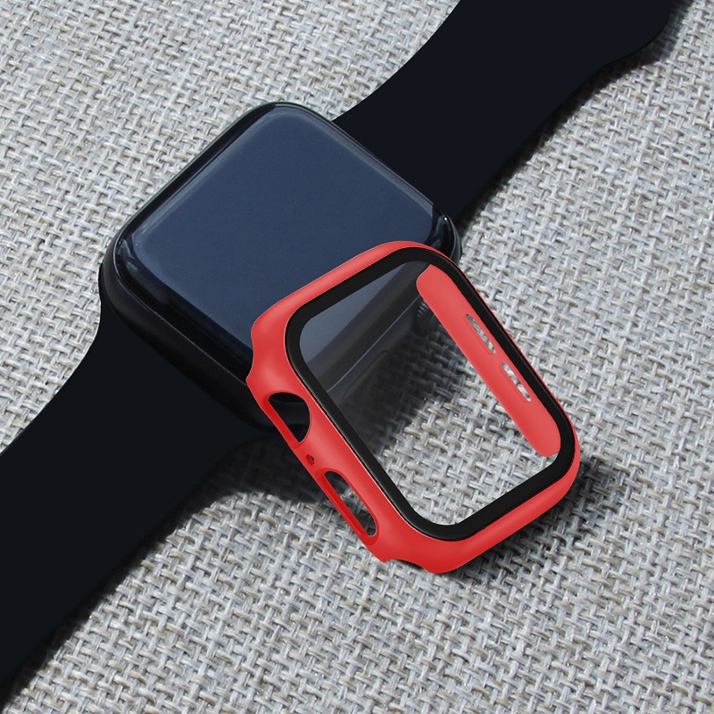 iwatch保护套苹果手表表壳apple表带watch44/42/40/38mm钢化膜硅胶一体全包硬壳417/6/5/4代通用se软壳配件45