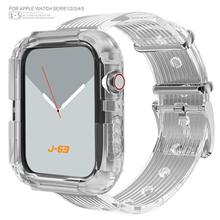 适用iwatch6表带冰川apple watch全透明硅胶SE小红书原创苹果手表6/5/4/3/2/1代38/40/42/44mm果冻男女潮牌