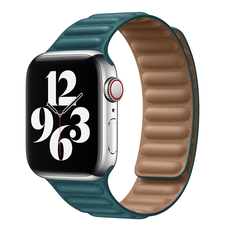 适用苹果手表表带iwatch6/SE代皮革链式表带applewatch7/5/4表带44/42/40/38/41/45MM男女新款回环