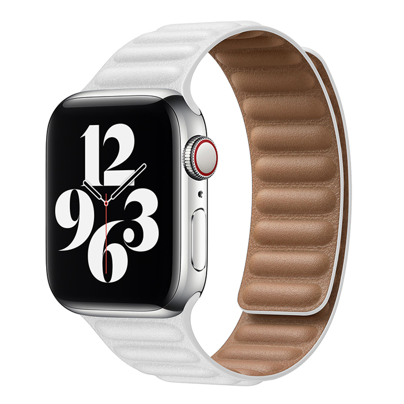 适用苹果手表表带iwatch6/SE代皮革链式表带applewatch7/5/4表带44/42/40/38/41/45MM男女新款回环