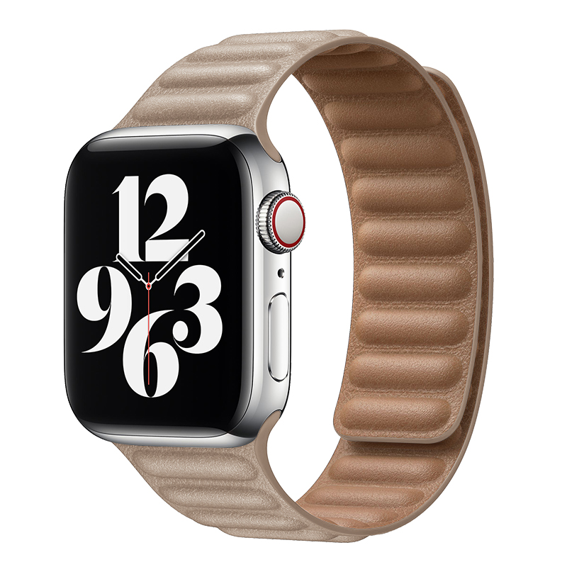 适用苹果手表表带iwatch6/SE代皮革链式表带applewatch7/5/4表带44/42/40/38/41/45MM男女新款回环