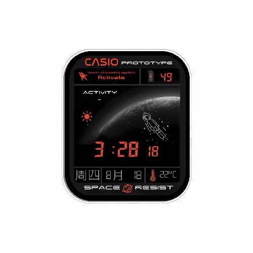 CASIO卡西欧旋转太空人数字运动表盘