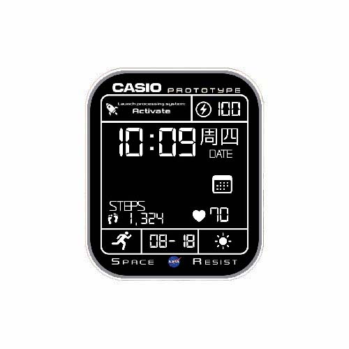 CASIO卡西欧旋转太空人数字运动表盘