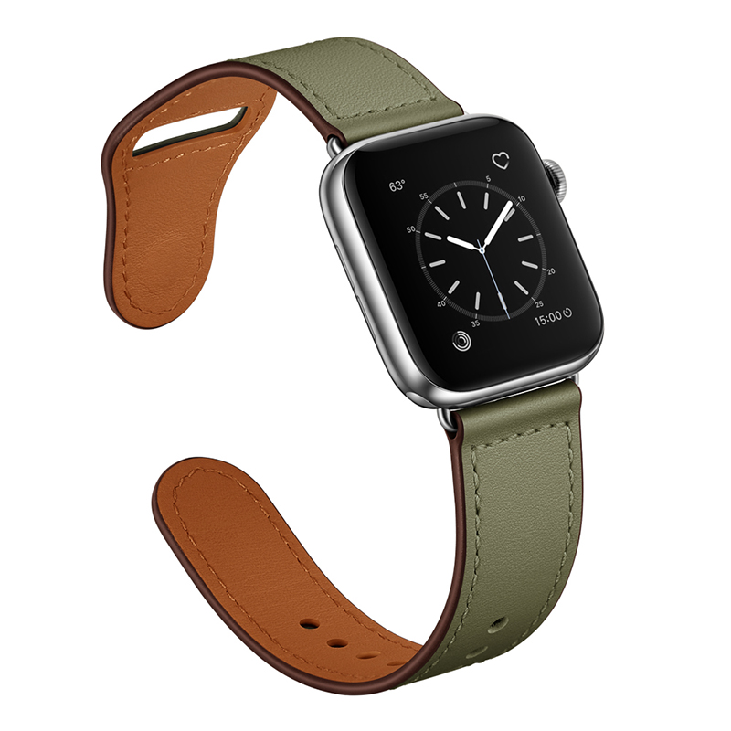 适用apple watch5表带苹果手表带S4软商务真皮iwatch2/3/4代女男38/42iphone series潮新透气配件40/44mm牛皮