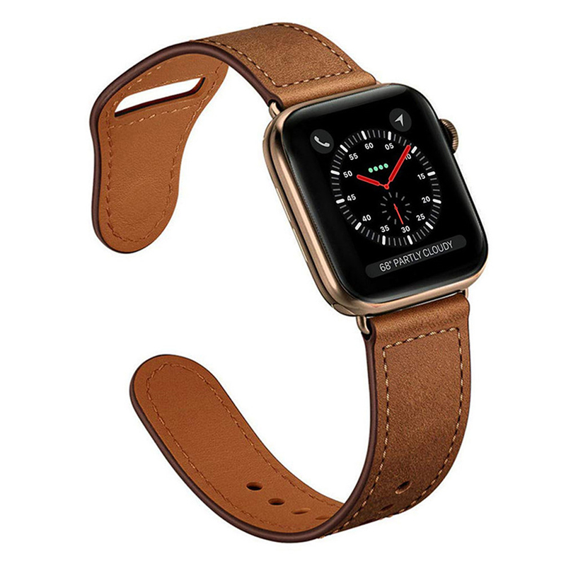 适用apple watch5表带苹果手表带S4软商务真皮iwatch2/3/4代女男38/42iphone series潮新透气配件40/44mm牛皮