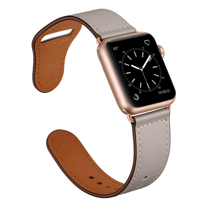 适用apple watch5表带苹果手表带S4软商务真皮iwatch2/3/4代女男38/42iphone series潮新透气配件40/44mm牛皮