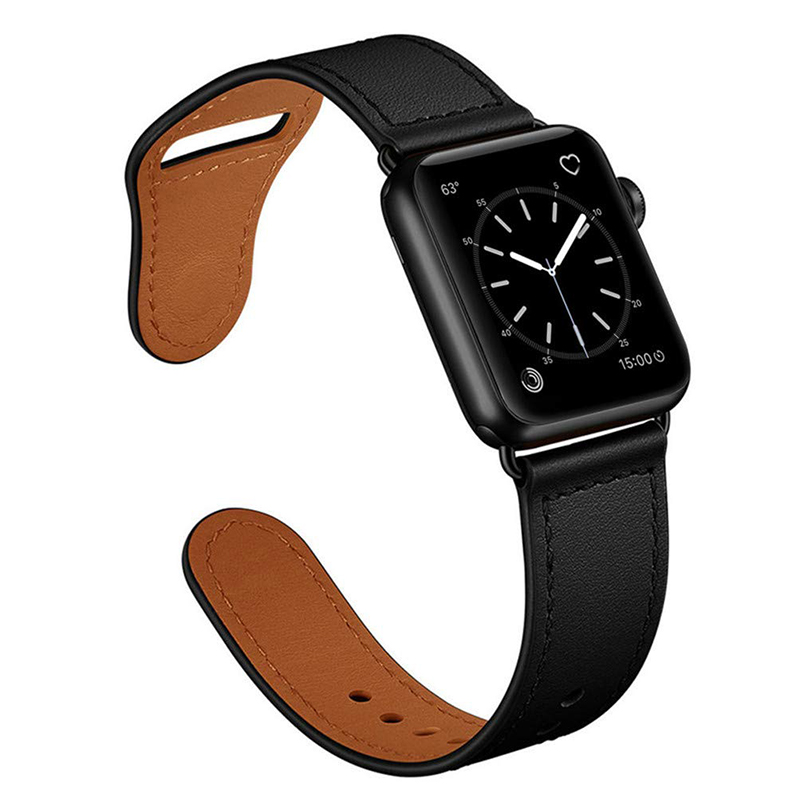 适用apple watch5表带苹果手表带S4软商务真皮iwatch2/3/4代女男38/42iphone series潮新透气配件40/44mm牛皮