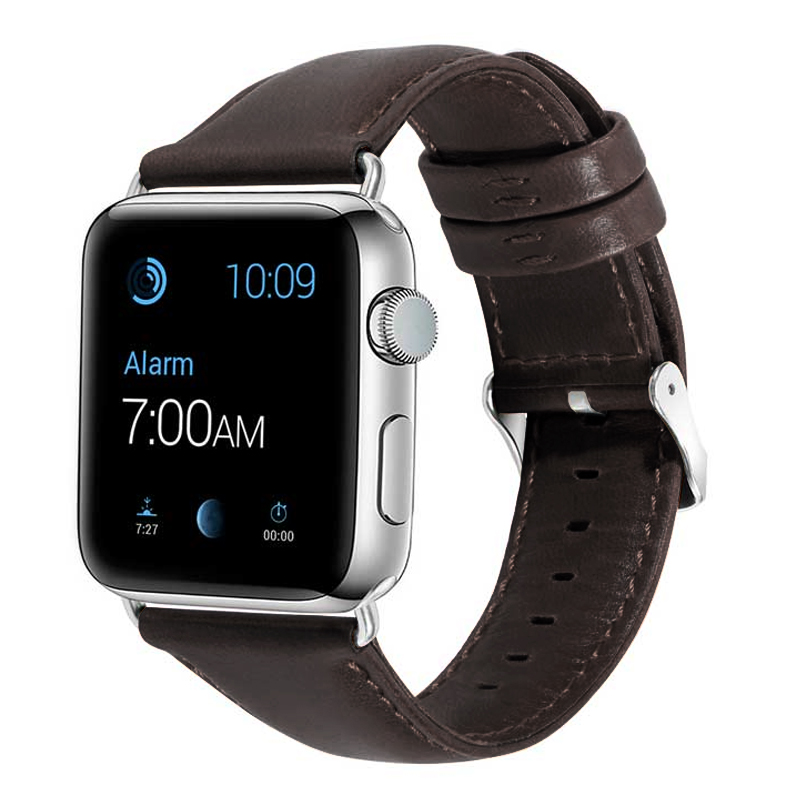 适用apple watch5表带苹果手表带S4软商务真皮iwatch2/3/4代女男38/42iphone series潮新透气配件40/44mm牛皮