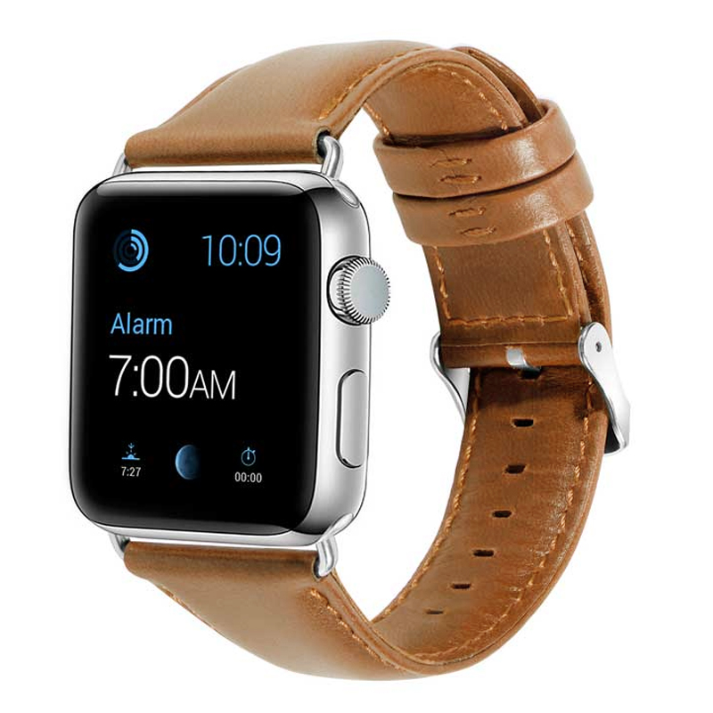 适用apple watch5表带苹果手表带S4软商务真皮iwatch2/3/4代女男38/42iphone series潮新透气配件40/44mm牛皮