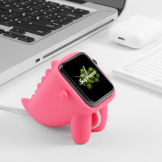 适用苹果手表AppleWatch支架iwatch7/6/5/4/3/2/se代硅胶底座收纳盒表架托架桌面萌宠摆件创意座充充电器配件