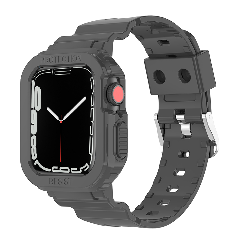适用iwatch7苹果保护套一体冰川透明手表表带apple watch7/6/5/se/2/3/4代s7/s6硅胶壳运动男女款s5智能配件