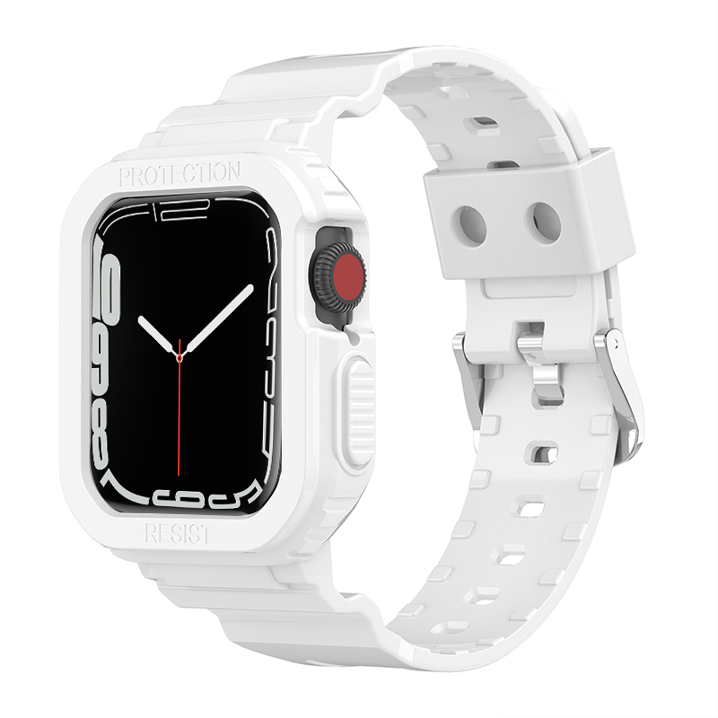适用iwatch7苹果保护套一体冰川透明手表表带apple watch7/6/5/se/2/3/4代s7/s6硅胶壳运动男女款s5智能配件