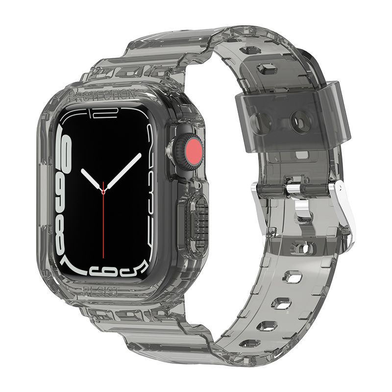 适用iwatch7苹果保护套一体冰川透明手表表带apple watch7/6/5/se/2/3/4代s7/s6硅胶壳运动男女款s5智能配件