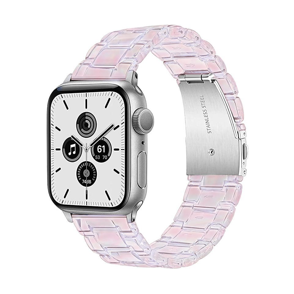 适用iwatch7表带塑料PC苹果官网新色彩虹6/5/4/3/se代手表38/40/41/42/44/45mm新款透气吸汗手链男女网红女神