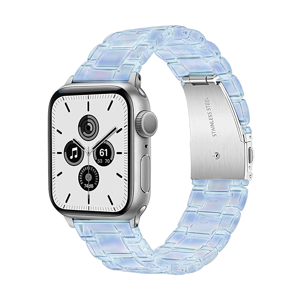 适用iwatch7表带塑料PC苹果官网新色彩虹6/5/4/3/se代手表38/40/41/42/44/45mm新款透气吸汗手链男女网红女神