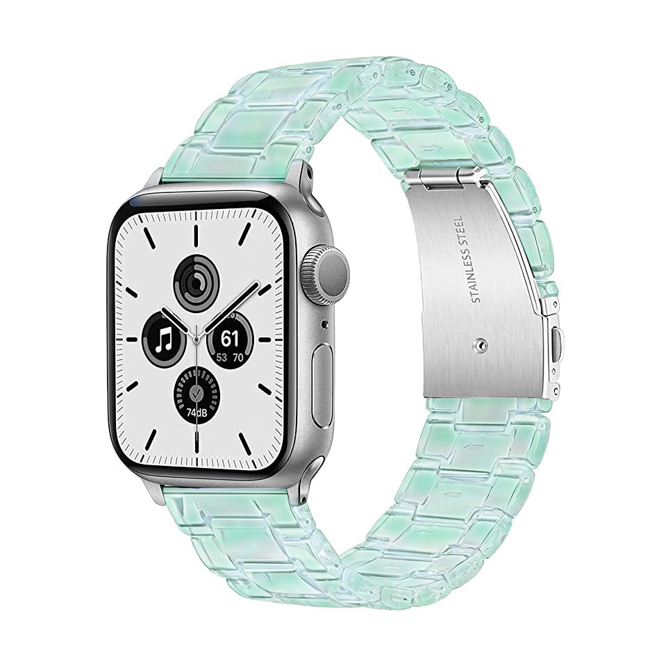 适用iwatch7表带塑料PC苹果官网新色彩虹6/5/4/3/se代手表38/40/41/42/44/45mm新款透气吸汗手链男女网红女神